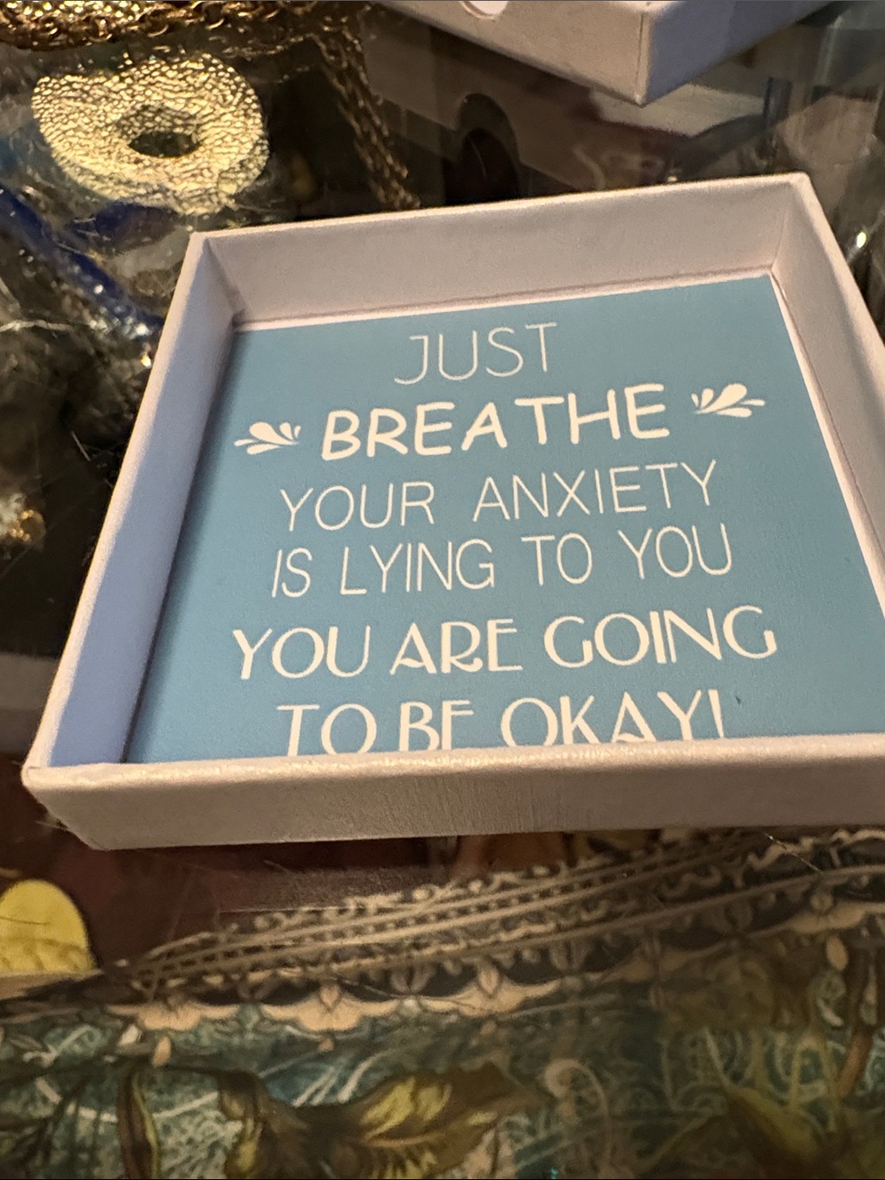 Inspirational 'Just Breathe' Tray - Light Blue & White 32 Inch Whistle